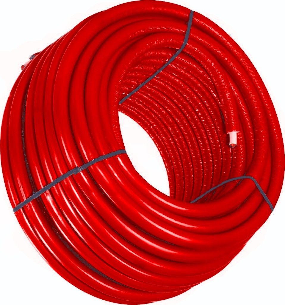 Труба Radi Pipe (Pex-a) PN10 16×2,2 в теплоизоляции 6 мм красной, бухта 100м USYSTEMS