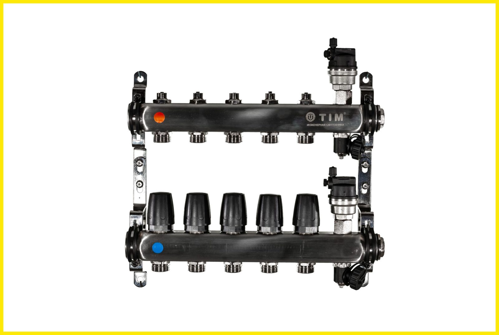 Коллекторная группа с расходомерами 1″, 5 хода, нерж.  (КВАДРАТ)