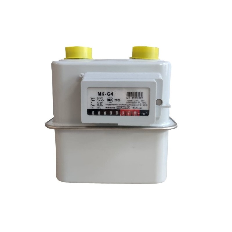 Счетчик газовый бытовой МК G4Т правый V1.2 (м\о 110мм, резьб.соед.32) Метэко 2024г.