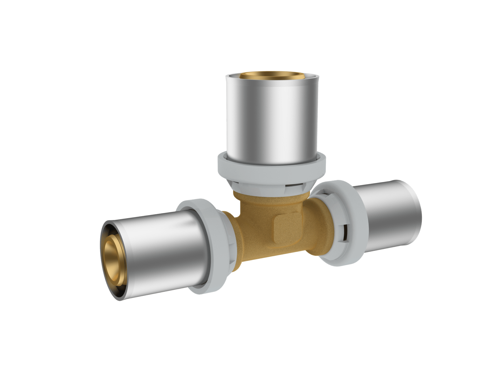 Тройник RIIFO Omni равнопроходной, 16/16/16 мм, пресс, латунь