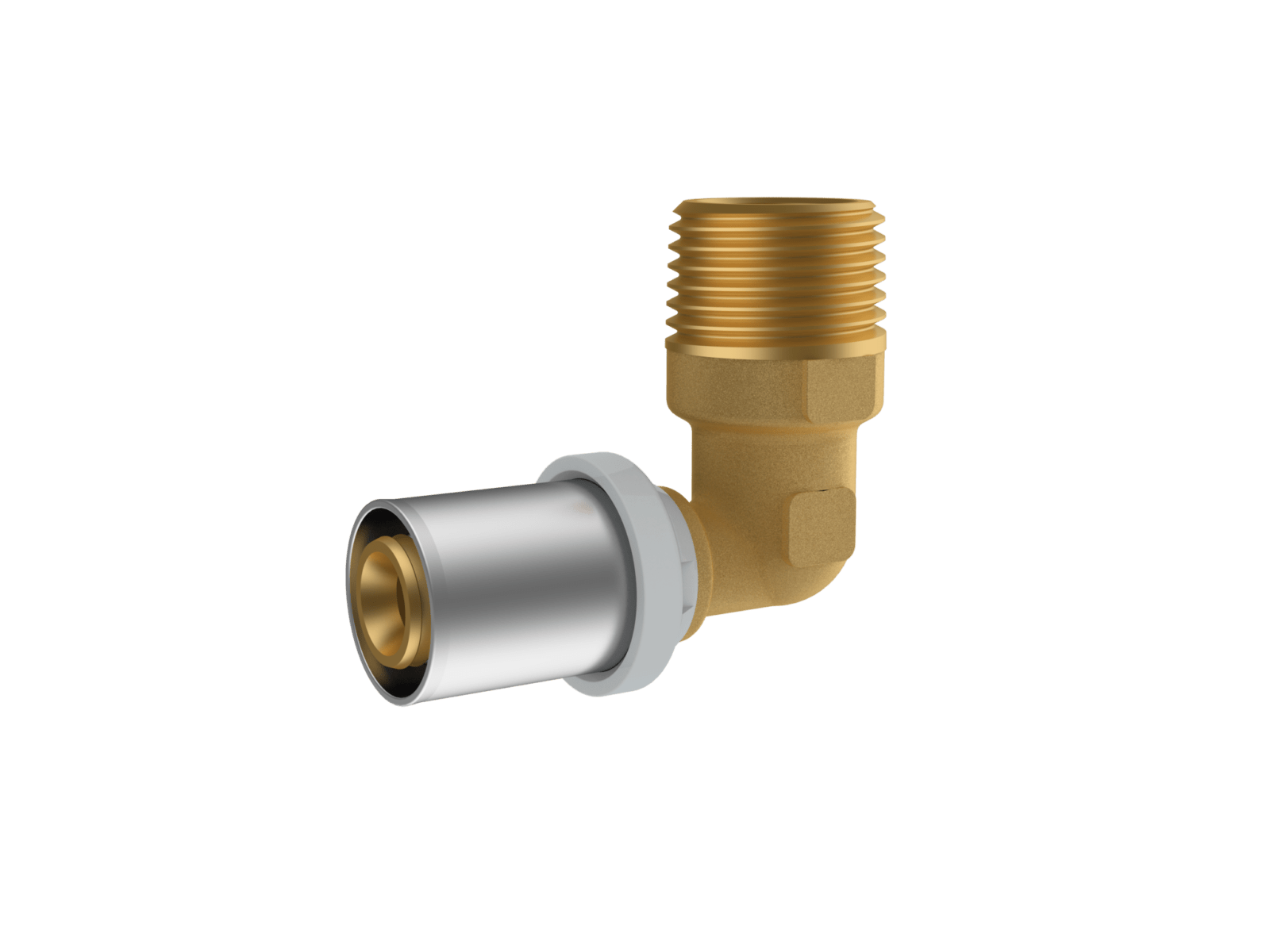 Угольник RIIFO Omni 90° с наружной резьбой 16-1/2″НР, пресс, латунь