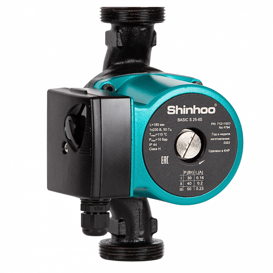 Насос циркуляционный Shinhoo BASIC S 25-4S, с гайками
