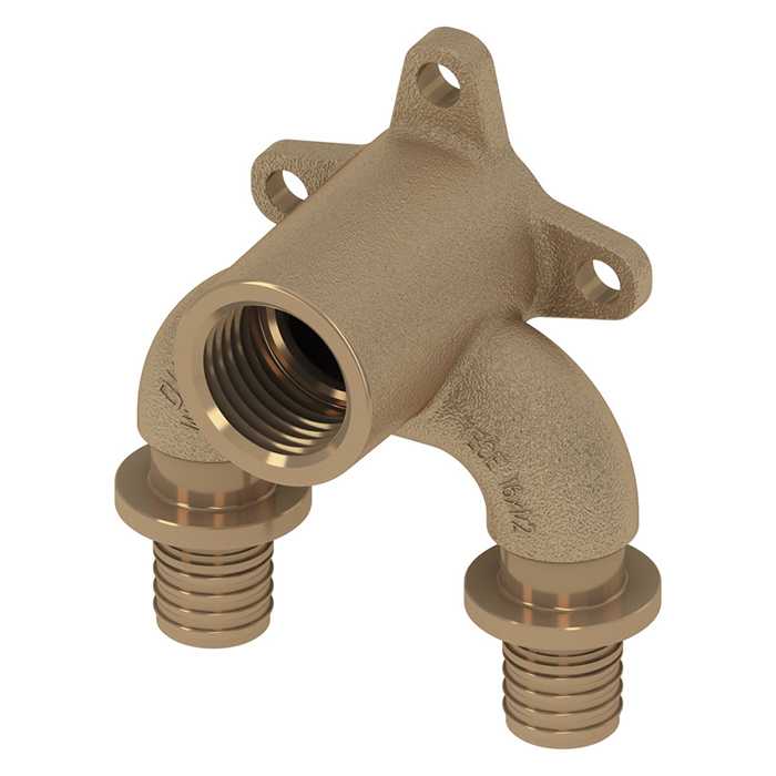 Тройник угловой TECEflex закругленный, 20х1/2»х 20, настенное крепление, бронза