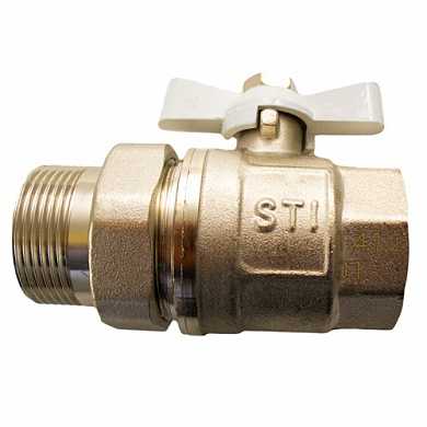 Кран шаровой STI 25 мм, накидная гайка, бабочка