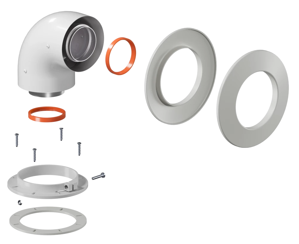 Отвод котловой коаксиальный, 60/100, угол 90°