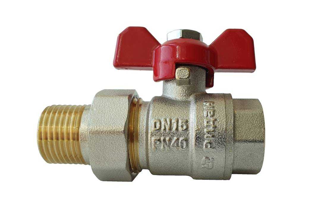 РИДАН Кран BVR-FR PN 40, DN15 шаровой с накидной гайкой и ниппелем, латунь
