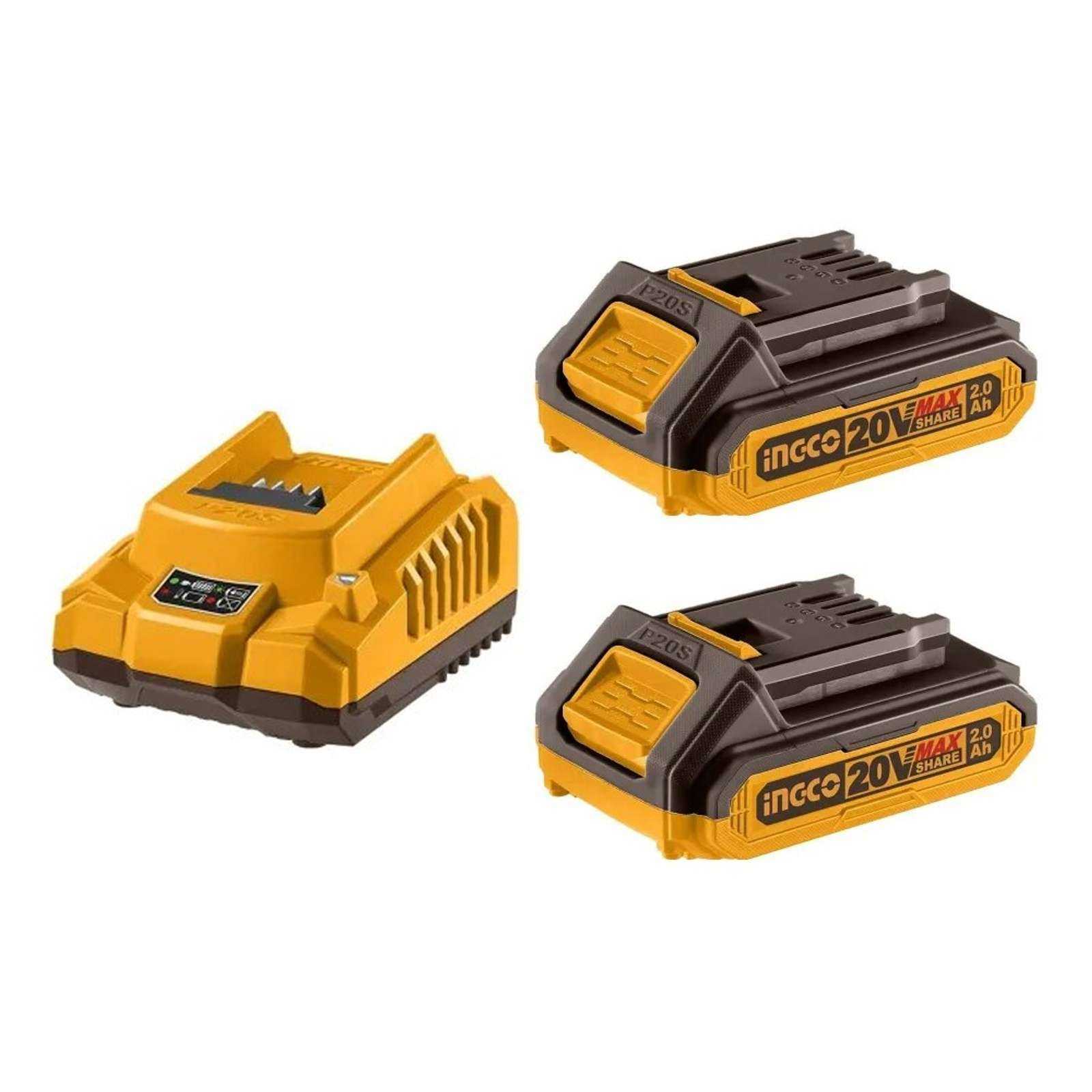 Набор аккумуляторов и зарядное устройство INGCO FBCPK1222, 2Ач, 2А, 20В